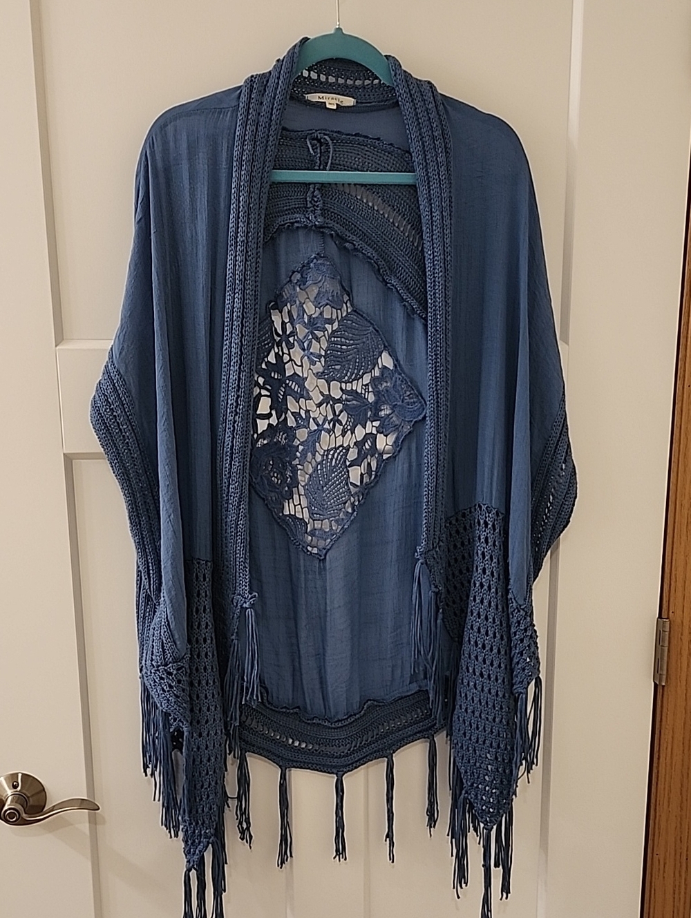 Miracle Light Blue Crochet Fringe Kimono
